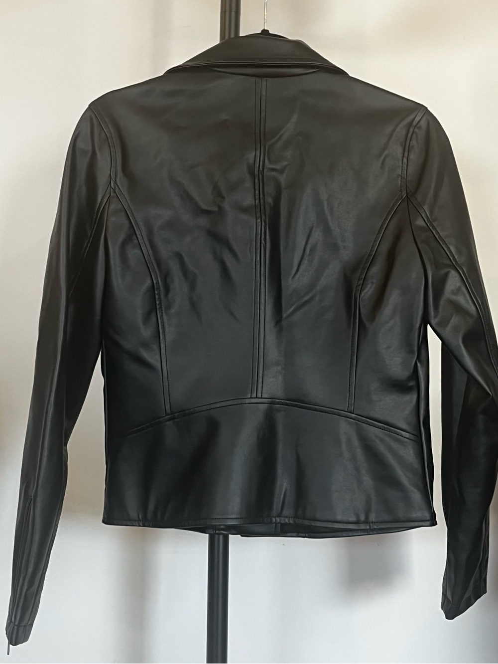 CoffeeShop Black Faux Leather Asymmetrical Moto Biker Punk Jacket Small - Picture 3 of 11